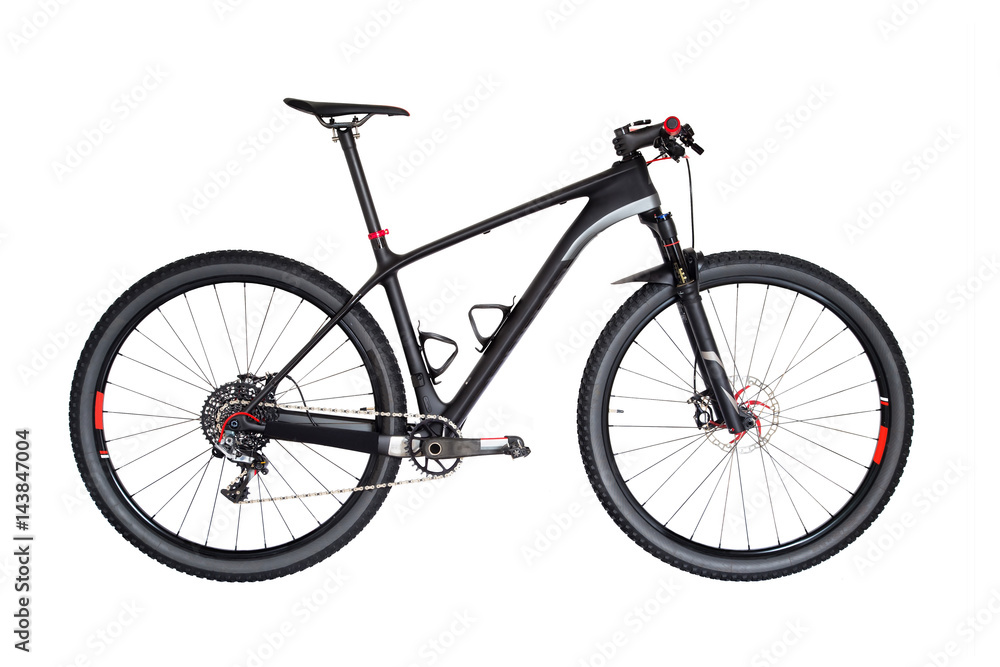 Professional carbon mountain bike,  isolated on white background