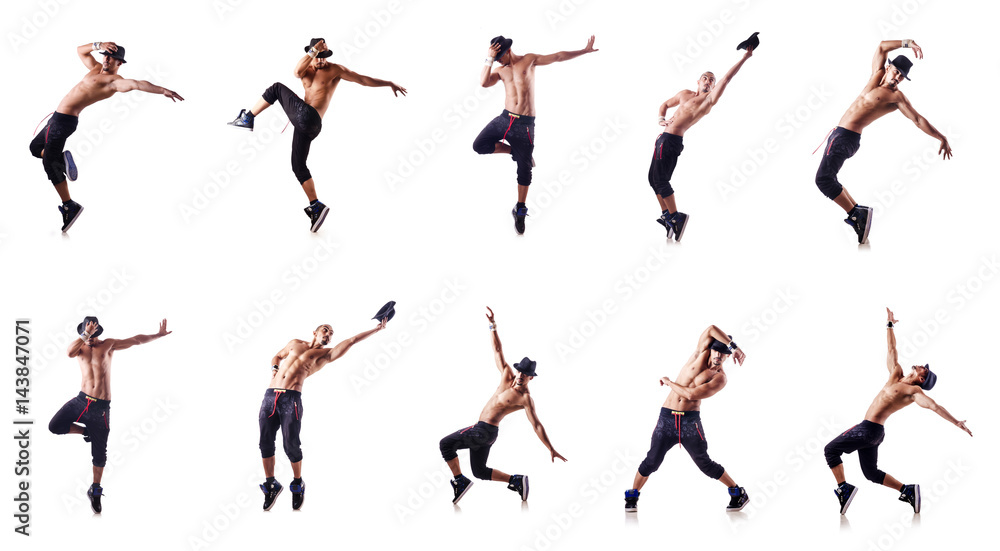 Fototapeta premium Ripped dancer isolated on the white