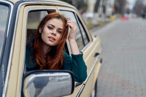 woman looking forward, car, cork, street