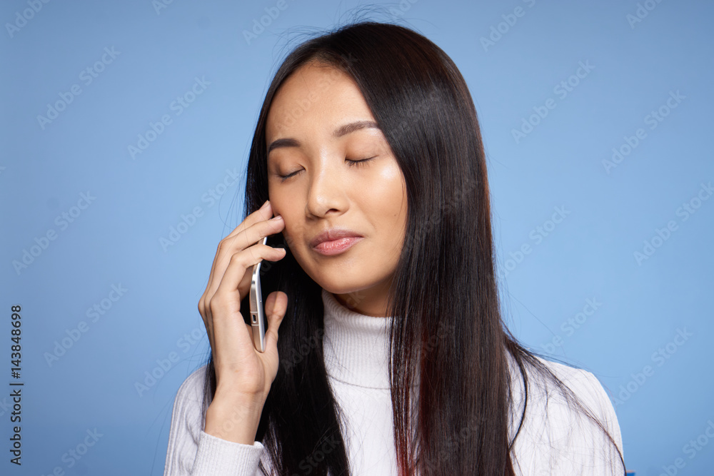 woman phone eyes closed romance woman phone eyes closed romance