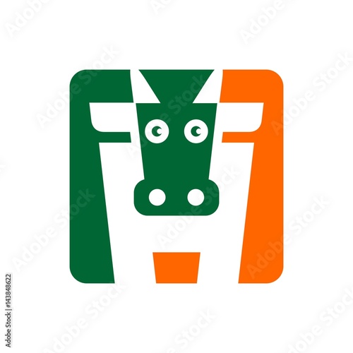 cow logo vector. letter H logo.