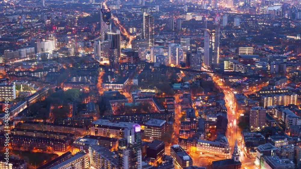 Elevated dusk to night timelapse of a city Elevated dusk to night timelapse of a city