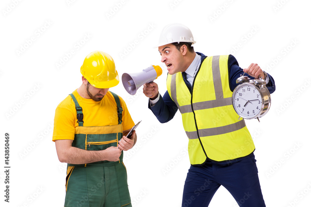 Two workers isolated on the white background Two workers isolated on the white background
