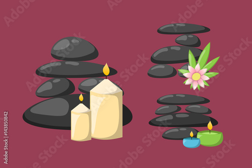 Pyramid from sea pebble relax heap stones isolated and healthy wellness black massage meditation natural tool spa balance therapy zen vector illustration.