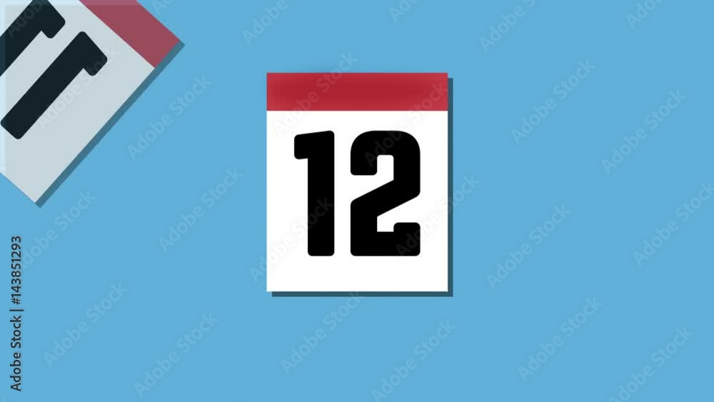Calendar ripping off pages 1 to 31 motion graphic animation loop Calendar ripping off pages 1 to 31 motion graphic animation loop