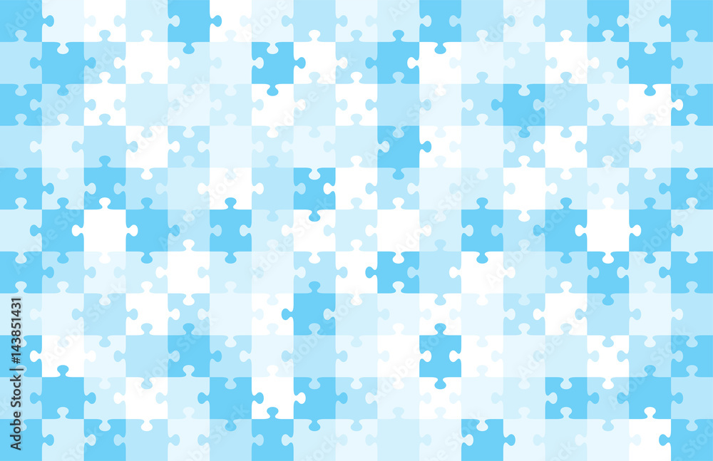 Jigsaw puzzle blue color illustration pattern isolated on white background, vector eps10 - obrazy, fototapety, plakaty 