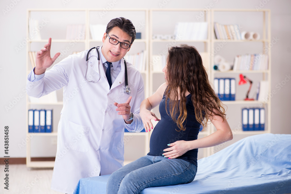 Fototapeta premium Doctor examining pregnant woman patient