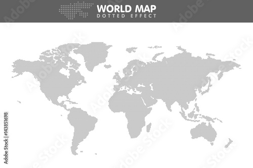 Dotted gray world map. Small dot. Vector illustration