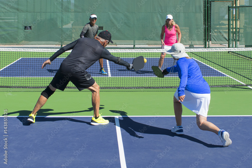 Fototapeta premium Pickleball Action - Mixed Doubles
