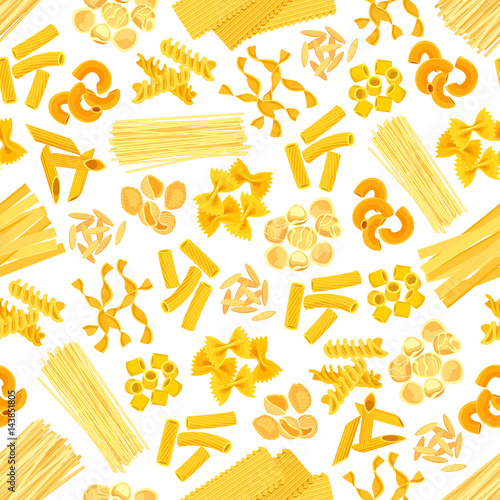Pasta and Italian macaroni vector seamless pattern