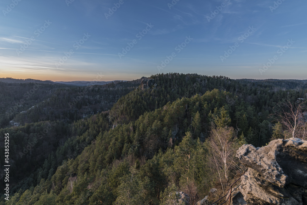 Fototapeta premium Sunset in national park from hill