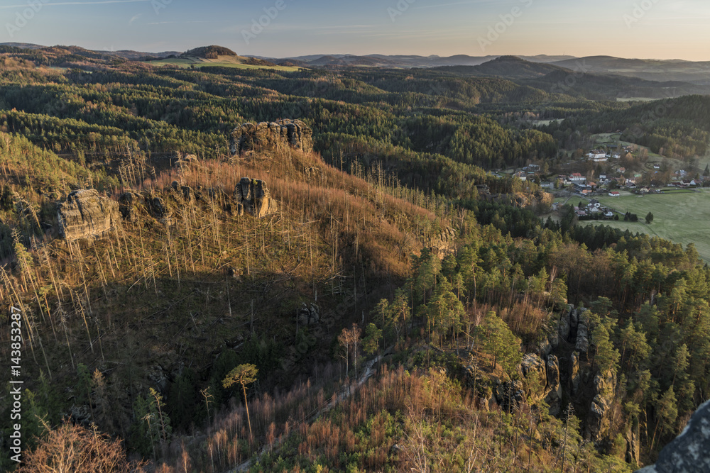 Fototapeta premium Sunset in national park from hill