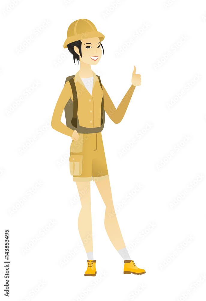 Traveler giving thumb up vector illustration. Traveler giving thumb up vector illustration.