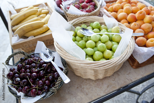 Fototapeta Naklejka Na Ścianę i Meble -  Summer fruits in baskets