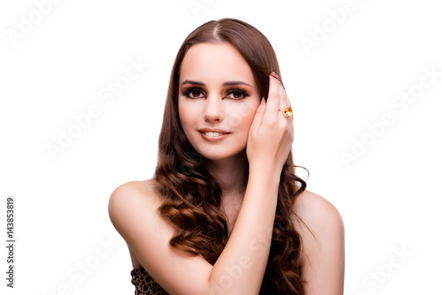 Young woman in beauty concept on white isolated background