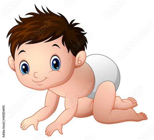 Cute baby boy crawling