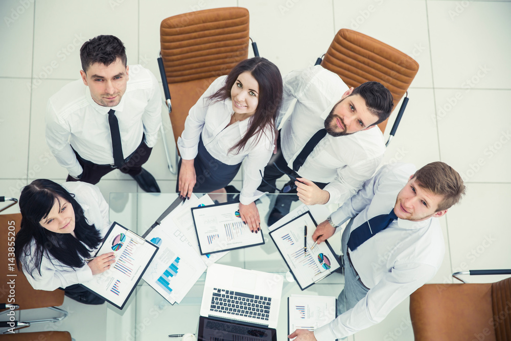 Fototapeta premium professional business team developing a new financial strategy of the company at a work location in a modern office