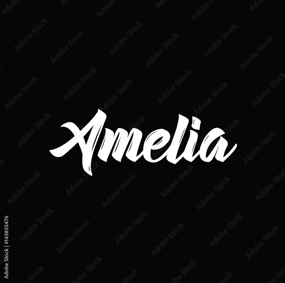 amelia, text design. Vector calligraphy. Typography poster. Stock ...