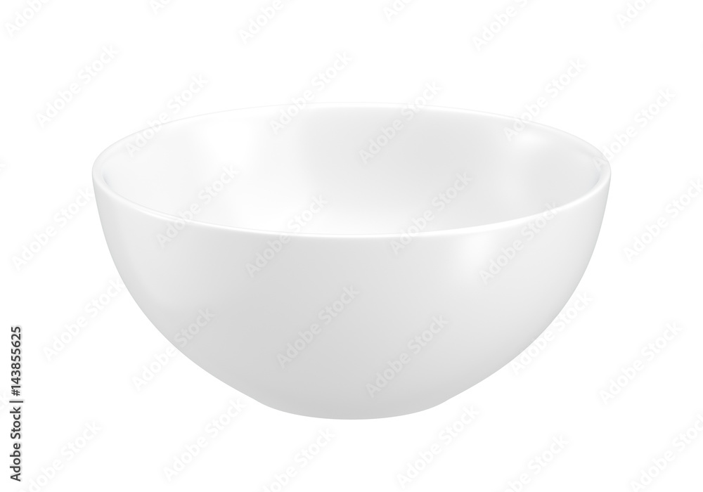 white bowl isolated on white background, 3D rendering white bowl isolated on white background, 3D rendering