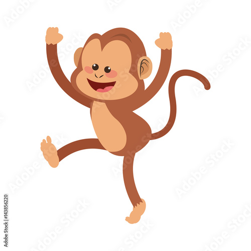 monkey smiling  cartoon icon over white background. colorful design. vector illustration