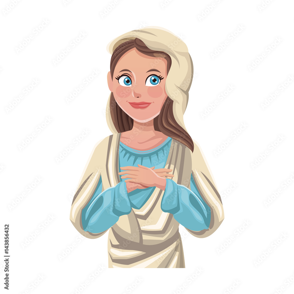 virgin mary, cartoon icon over white background. colorful design. vector illustration virgin mary, cartoon icon over white background. colorful design. vector illustration