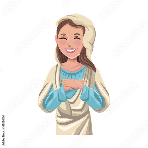virgin mary, cartoon icon over white background. colorful design. vector illustration