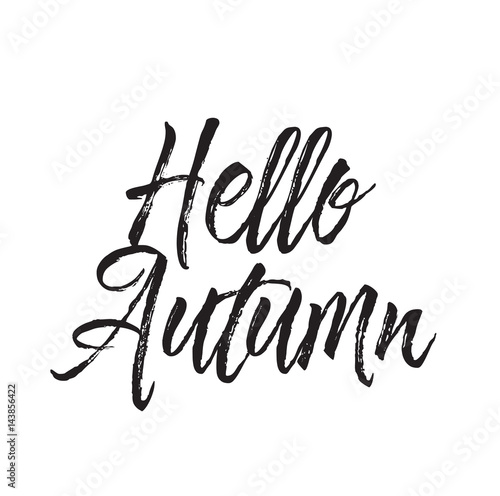 hello autumn, text design. Vector calligraphy. Typography poster.