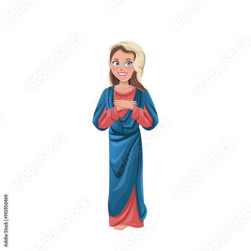 virgin mary, cartoon icon over white background. colorful design. vector illustration