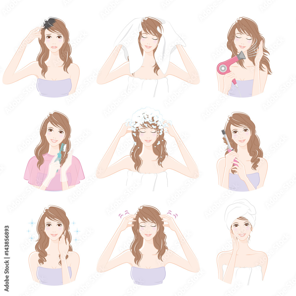 ヘアケアをする女性 / 美容