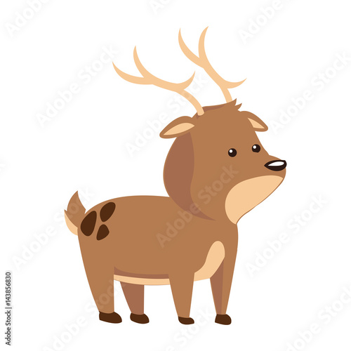cute deer animal  cartoon icon over white background. colorful design. vector illustration