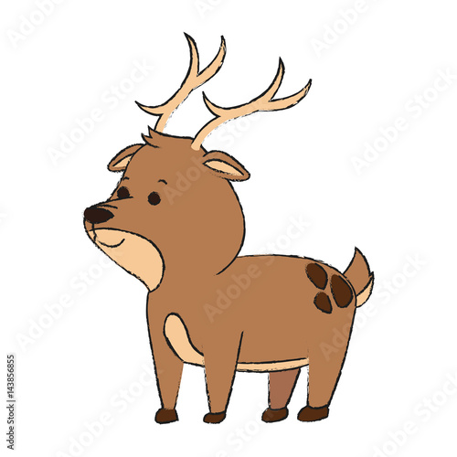 cute deer animal, cartoon icon over white background. vector illustration