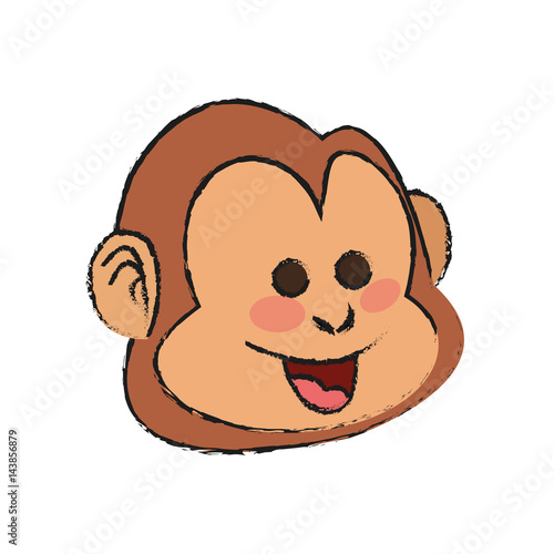 Monkey smiling  cartoon icon over white background. vector illustration