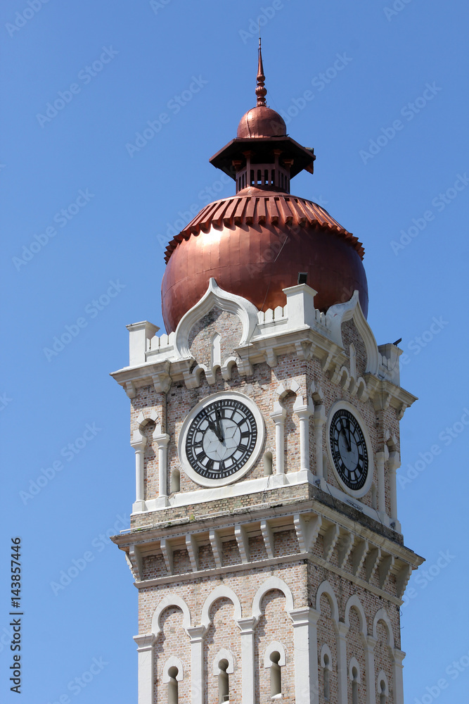 Heritage clock tower in Kuala Lumpur, Malaysia
