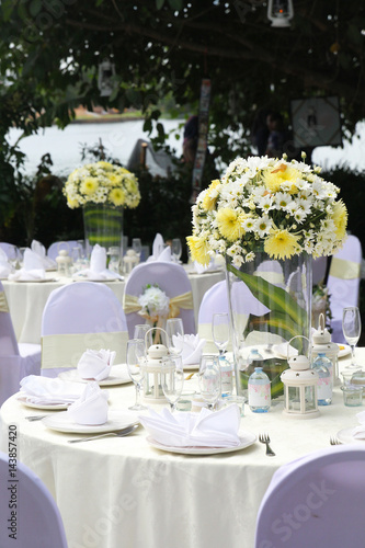Outdoor wedding table set up