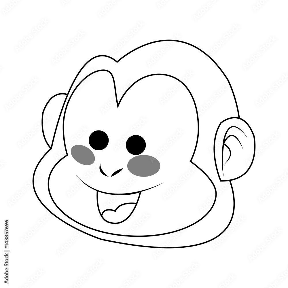 Monkey smiling, cartoon icon over white background. vector illustration Monkey smiling, cartoon icon over white background. vector illustration
