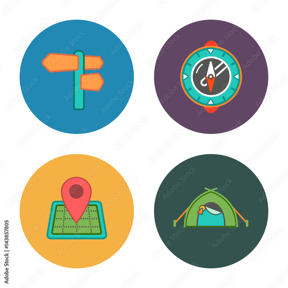 four flat free travel icons four flat free travel icons