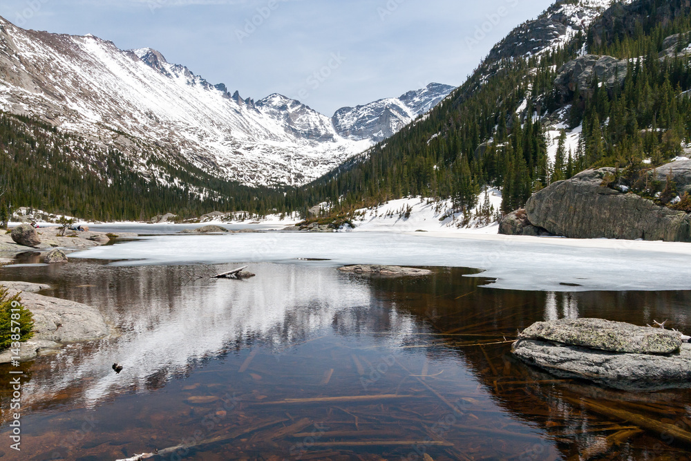 Frozen Winter Lake Landscape Scene in the Colorado Rocky Mountains Frozen Winter Lake Landscape Scene in the Colorado Rocky Mountains