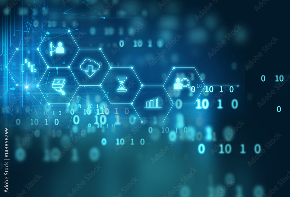 fintech icon on abstract financial technology background . fintech icon on abstract financial technology background .