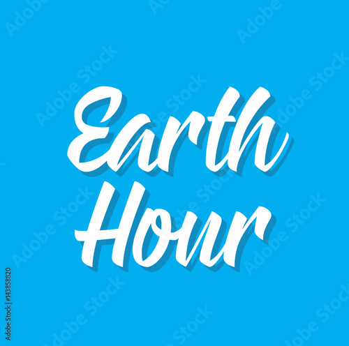 earth hour, text design. Vector calligraphy. Typography poster.