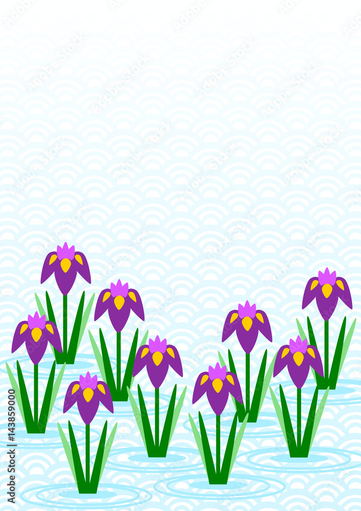 菖蒲 イラスト 背景 青海波 Stock ベクター Adobe Stock