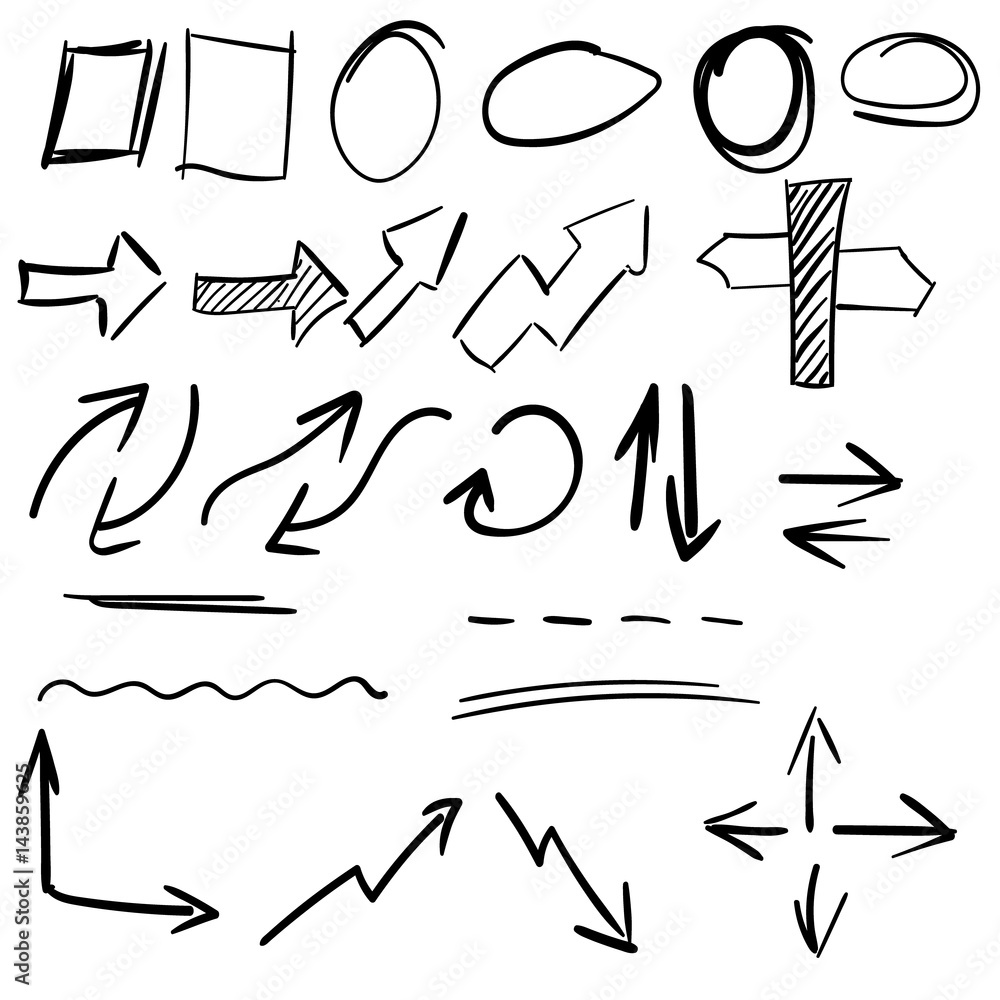 Hand draw arrow, circle and underline