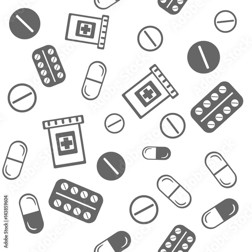 Different pills seamless background