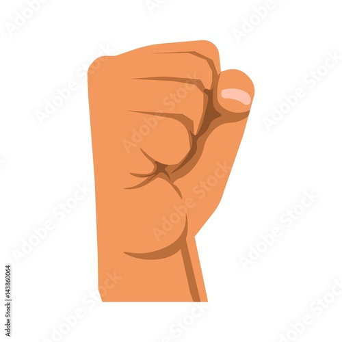 Human raised fist symbol of rebellion, militance, resistance and unity.