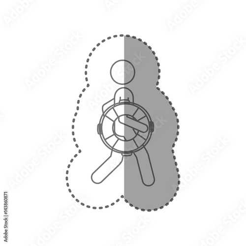 sticker silhouette pictogram male with lifeguard float vector illustration
