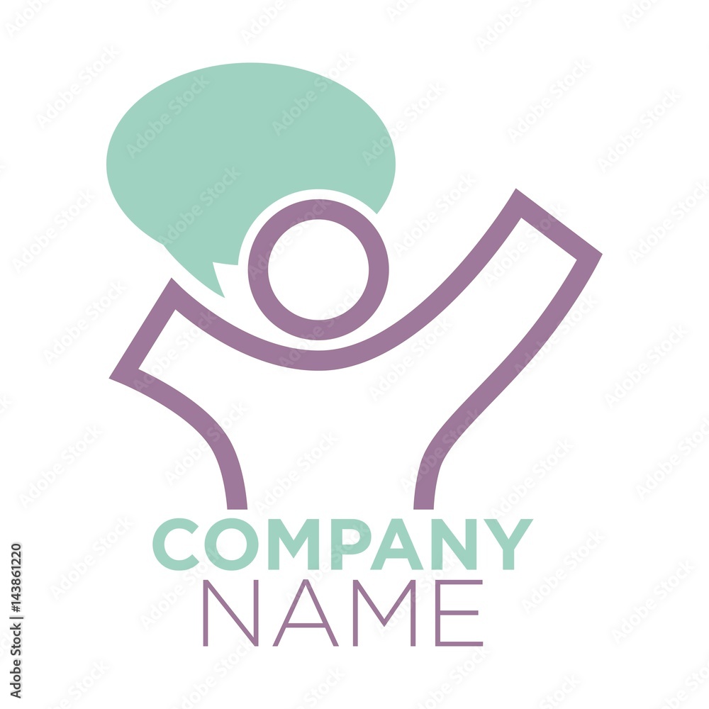 Company logo design with person silhouette and speech bubble Company logo design with person silhouette and speech bubble