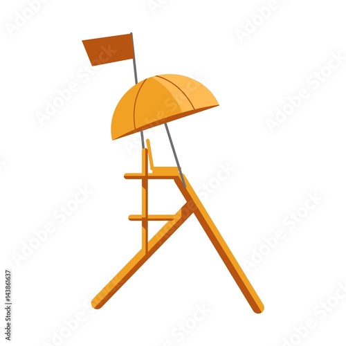 Beach safety guard tower sign isolated on white