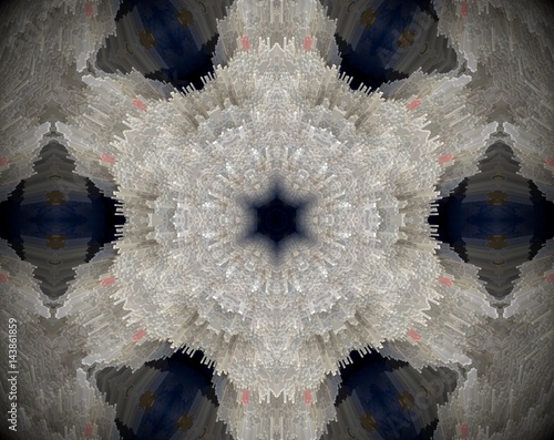 Abstract extruded mandala 3D illustration