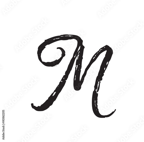 m letter, text design. Vector calligraphy. Typography poster.