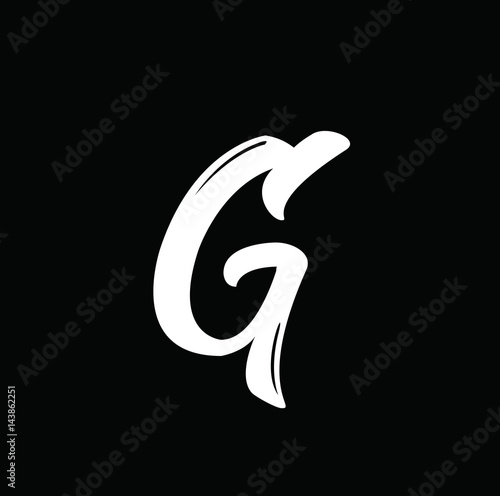 g letter, text design. Vector calligraphy. Typography poster.