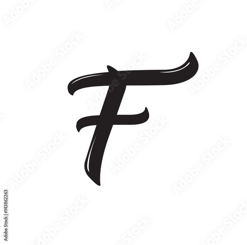 f letter, text design. Vector calligraphy. Typography poster.